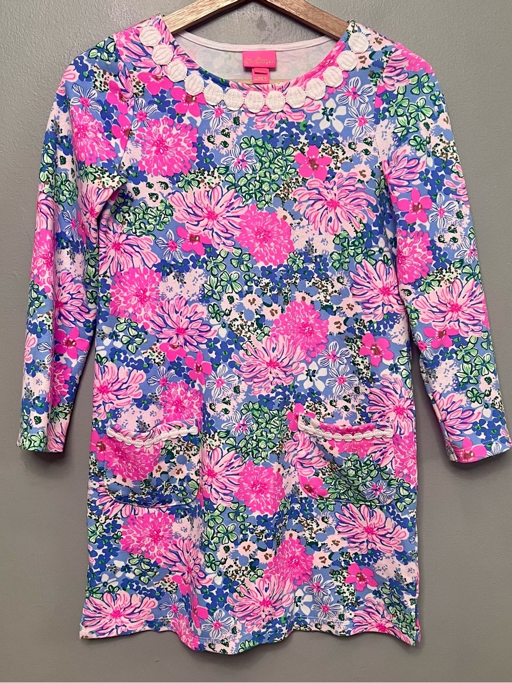 Lily Pulitzer Girls Long Sleeve Shift Dress Lil Soirée All Day Size XL (12-14)